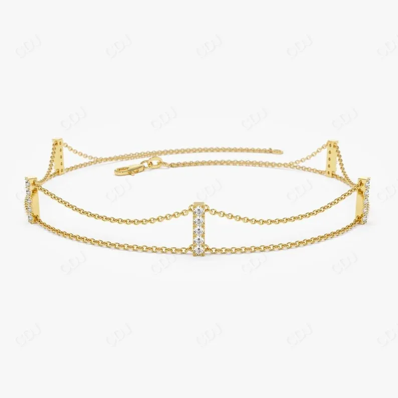 0.15CTW Moissanite Minimalist Bar Set Bracelet