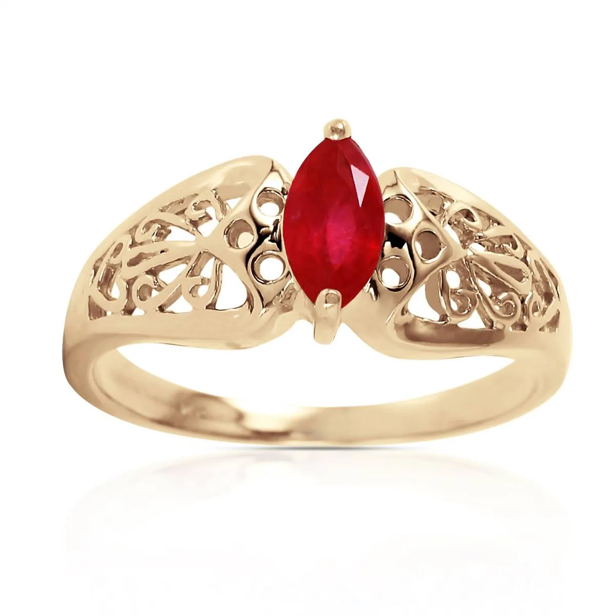 0.2 Carat 14K Solid Yellow Gold Lily Ruby Ring