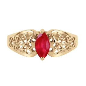 0.2 Carat 14K Solid Yellow Gold Lily Ruby Ring