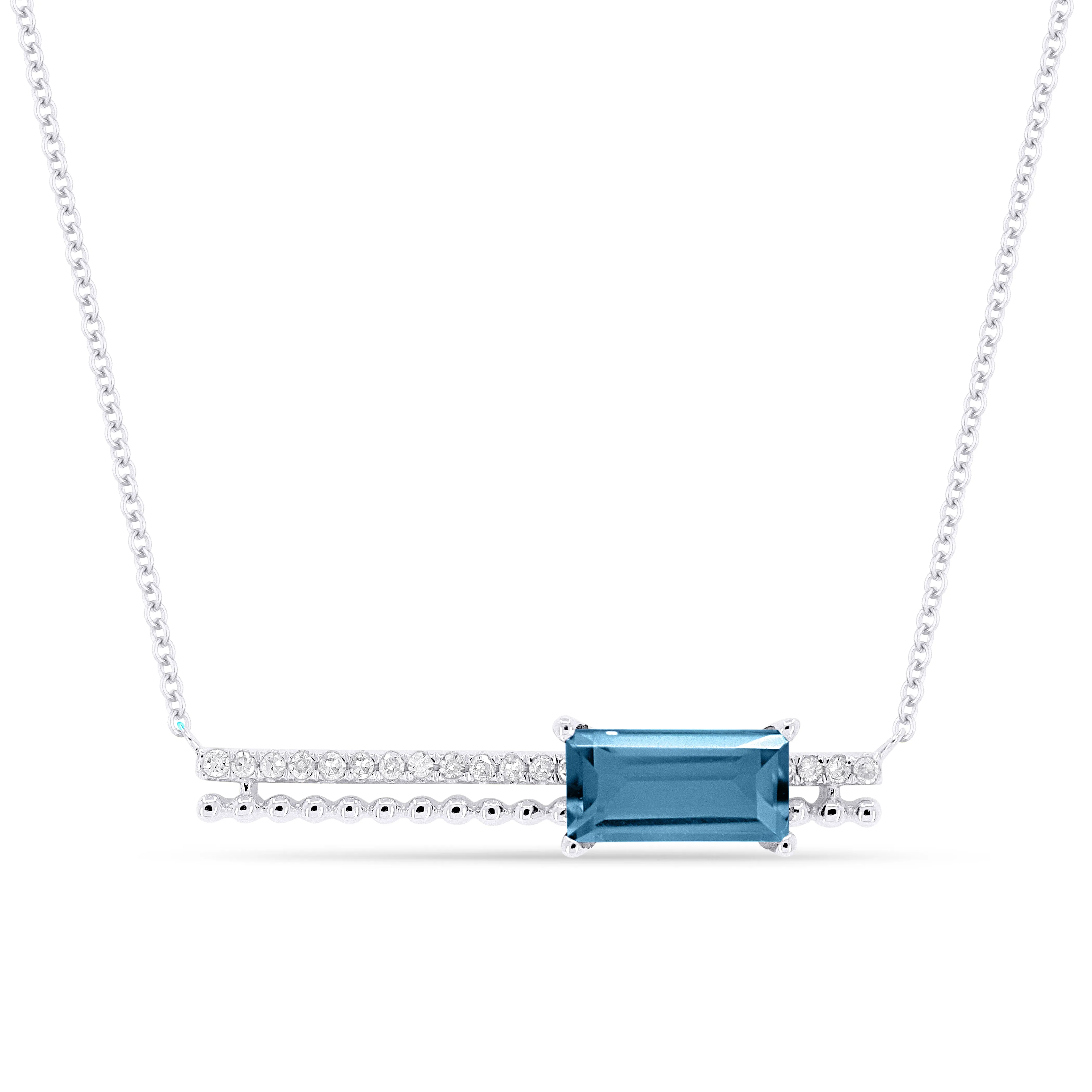 0.47Ct Swiss Blue Topaz 18"necklacein 14K White Gold