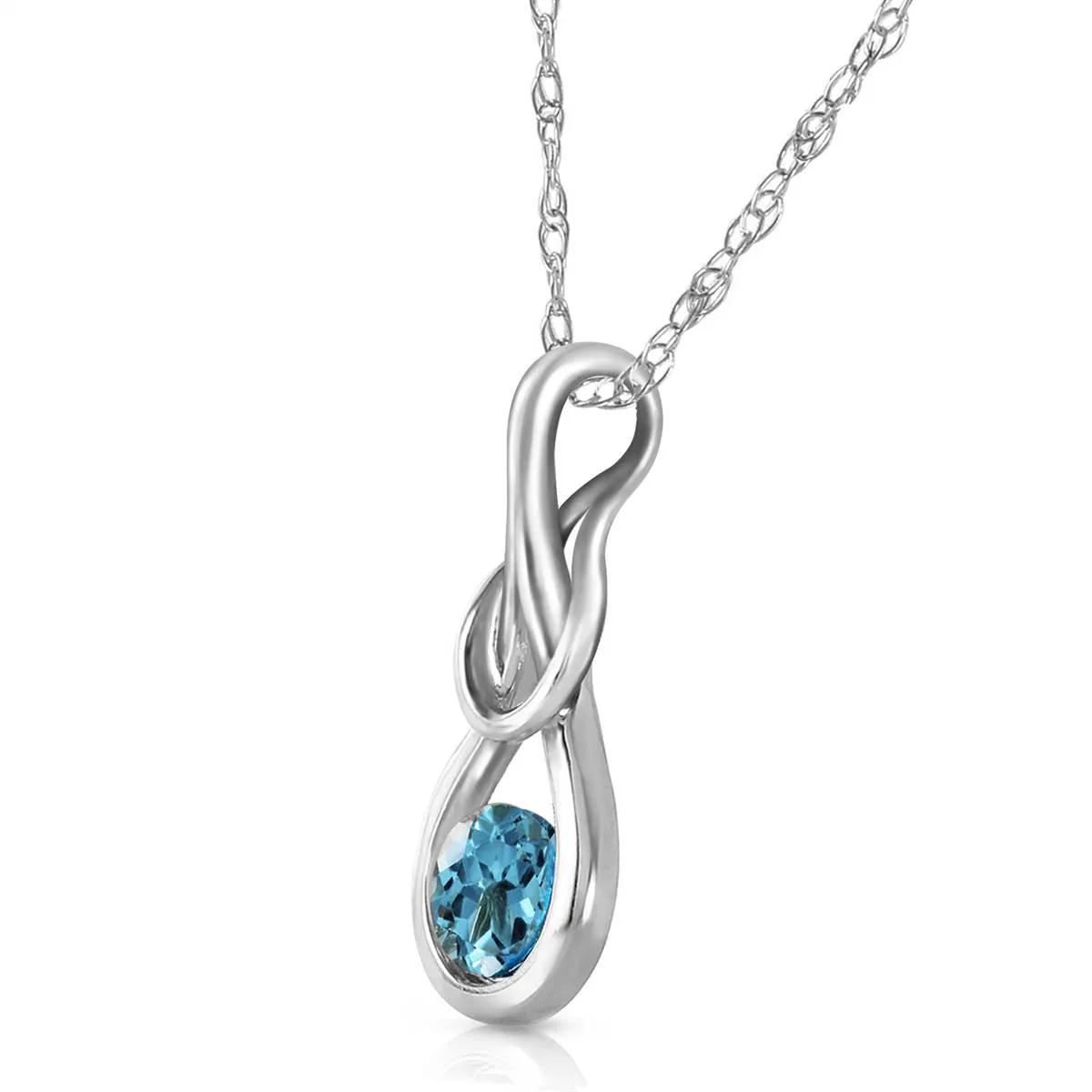 0.65 Carat 14K Solid White Gold Wish Hard Blue Topaz Necklace