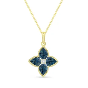 0.78ct London Blue Topaz 16"Pendant Necklace in 14K Yellow Gold