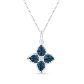 0.87ct London Blue Topaz 16"Pendant Necklace in 14K White Gold