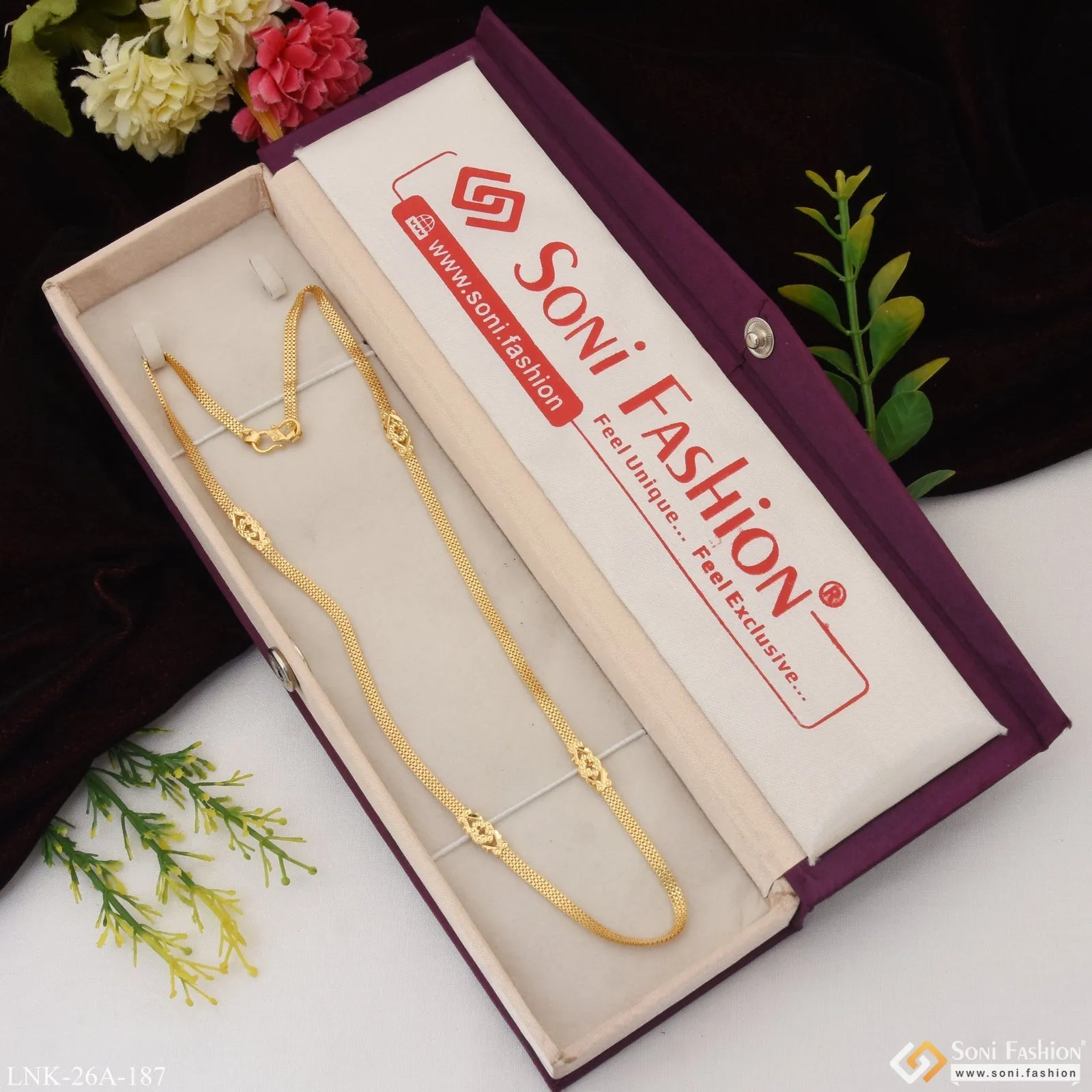 1 Gram Gold Plated Fashionable Design Cool Design Chain for Ladies - Style A187