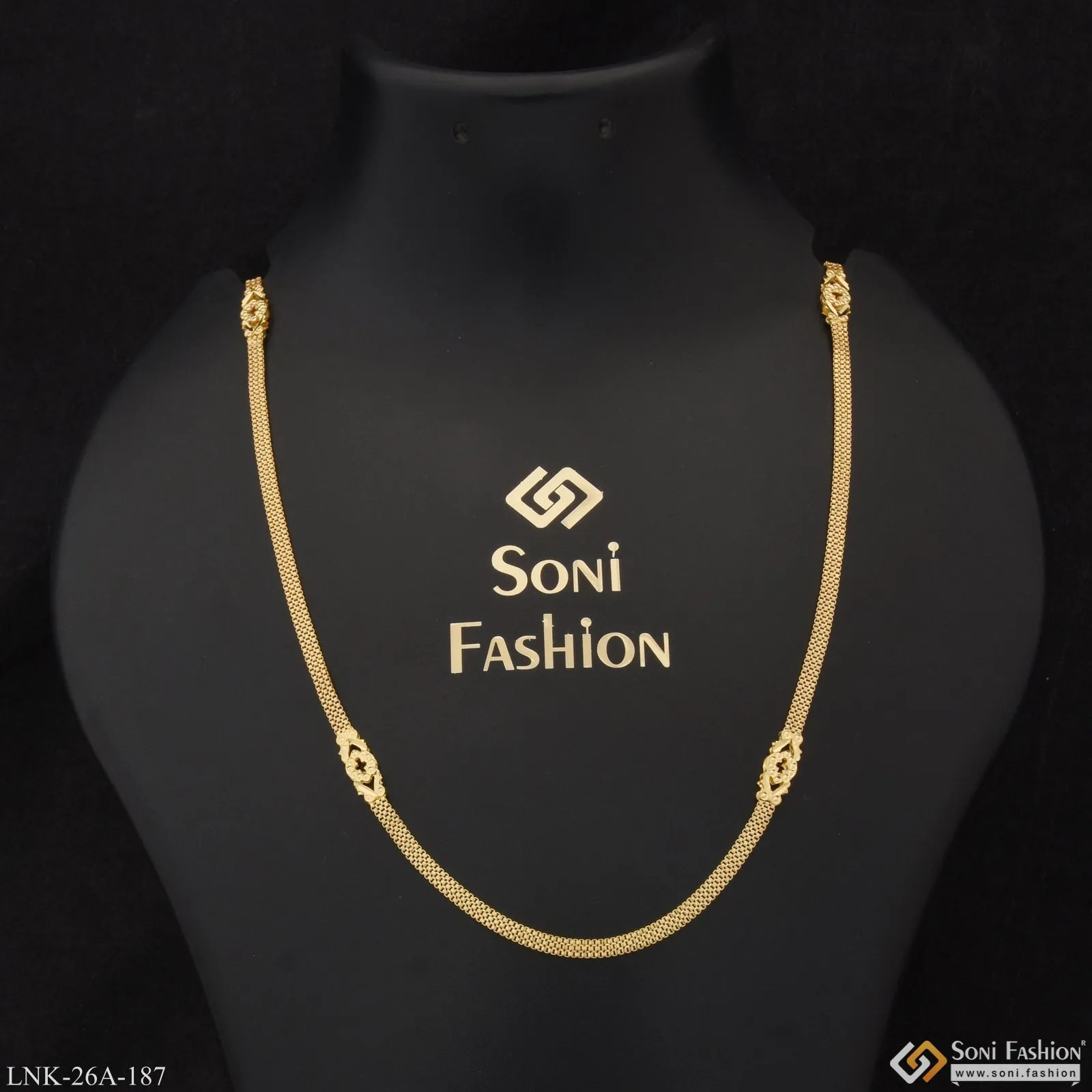 1 Gram Gold Plated Fashionable Design Cool Design Chain for Ladies - Style A187