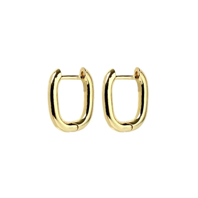 1 Pair fashion gold geometric Oval Rectangle hoop earrings top quality mirco cz crystal earings for women luxury brand jewellery