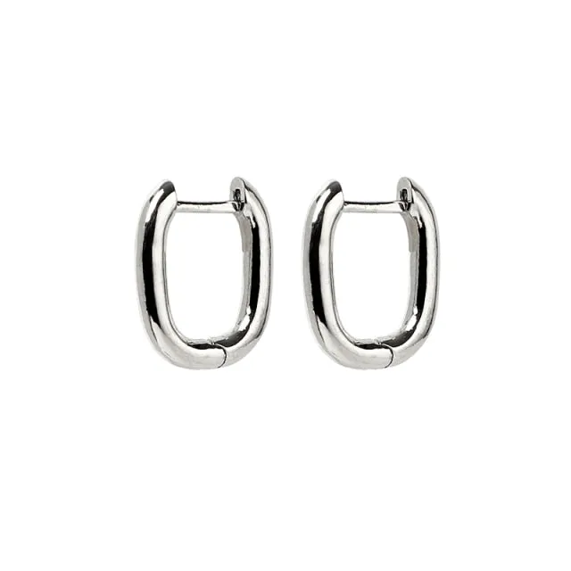 1 Pair fashion gold geometric Oval Rectangle hoop earrings top quality mirco cz crystal earings for women luxury brand jewellery