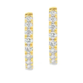 1.00ct 14k Yellow Gold Diamond Hoop Earrings