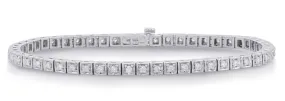 1.02CT DIAMOND 14KT WHITE GOLD 3D ROUND SQUARE ETERNITY FILIGREE TENNIS BRACELET