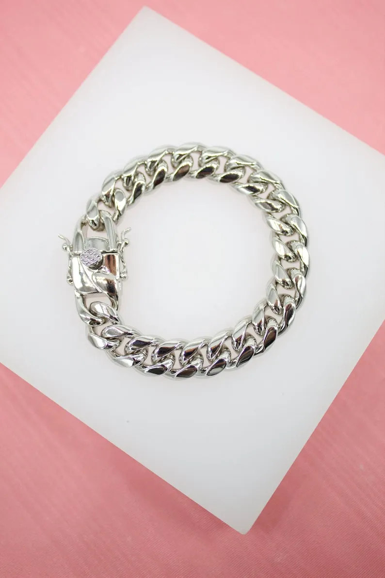 10mm Thick Curb Cuban Bracelet (I293-295/E270)