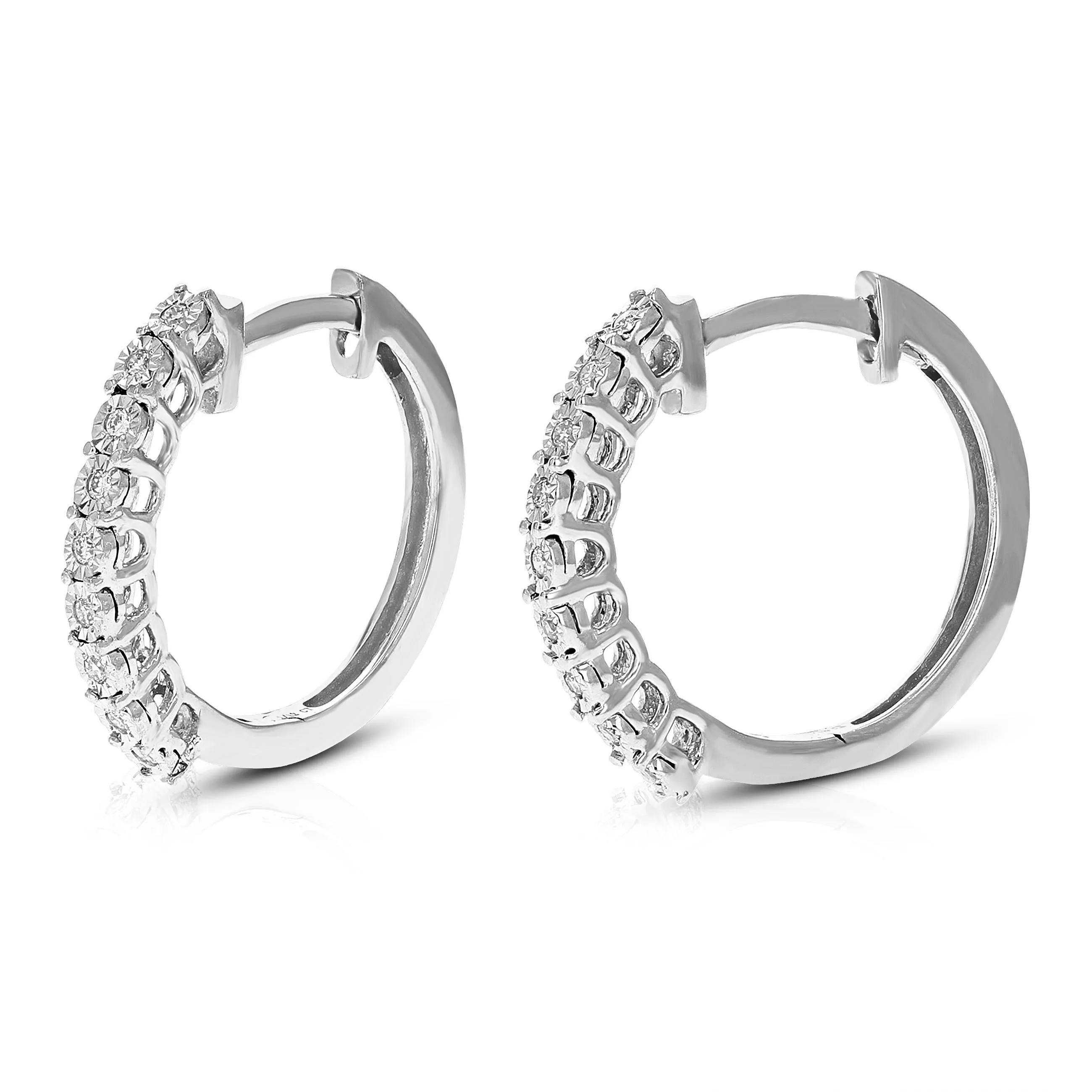 1/12 cttw Round Lab Grown Diamond hoop earrings .925 Sterling Silver Prong Set