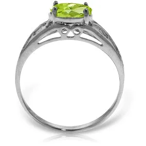 1.15 Carat 14K Solid White Gold Filigree Ring Natural Peridot