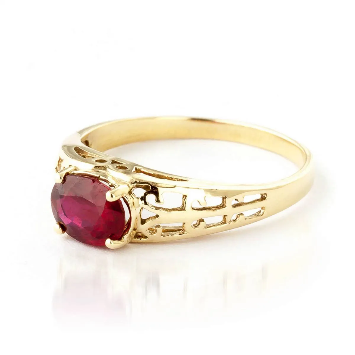 1.15 Carat 14K Solid Yellow Gold Filigree Ring Natural Ruby