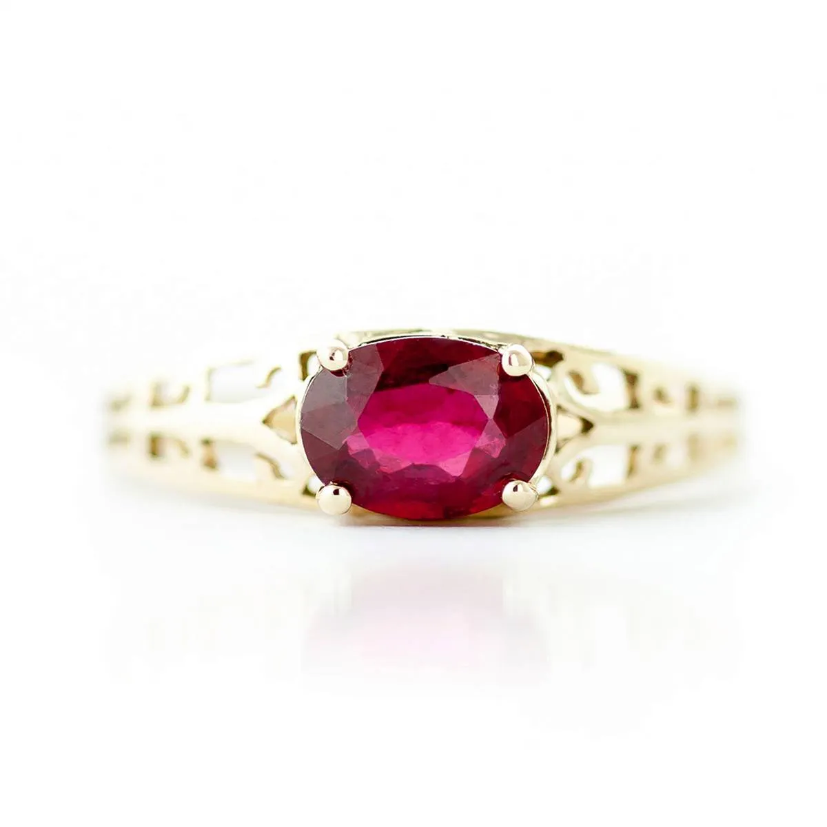 1.15 Carat 14K Solid Yellow Gold Filigree Ring Natural Ruby