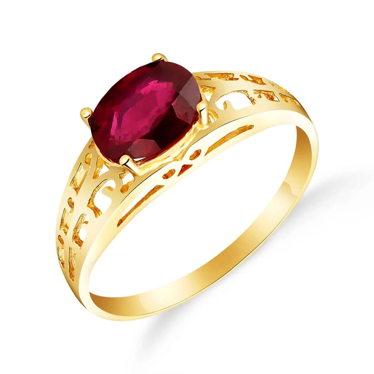 1.15 Carat 14K Solid Yellow Gold Filigree Ring Natural Ruby