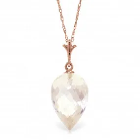 12.25 Carat 14K Solid Rose Gold Necklace Pointy Briolette Drop White Topaz