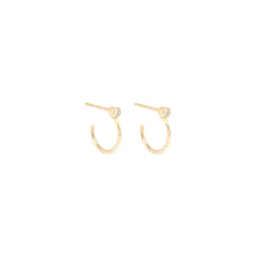 14k diamond thin huggie hoops