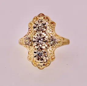 14K Filigree Antique Reproduction Ring