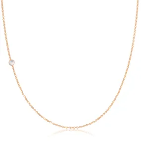 14K Gold Asymmetrical Birthstone Necklace - Moonstone (June)