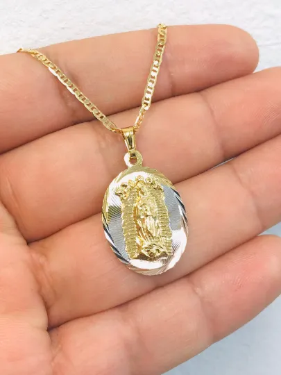 14K Gold Filled Virgen de Guadalupe Pendant 26x18mm / Virgen de Guadalupe Necklace 20" / Christmas Gift / Regalos de Navidad