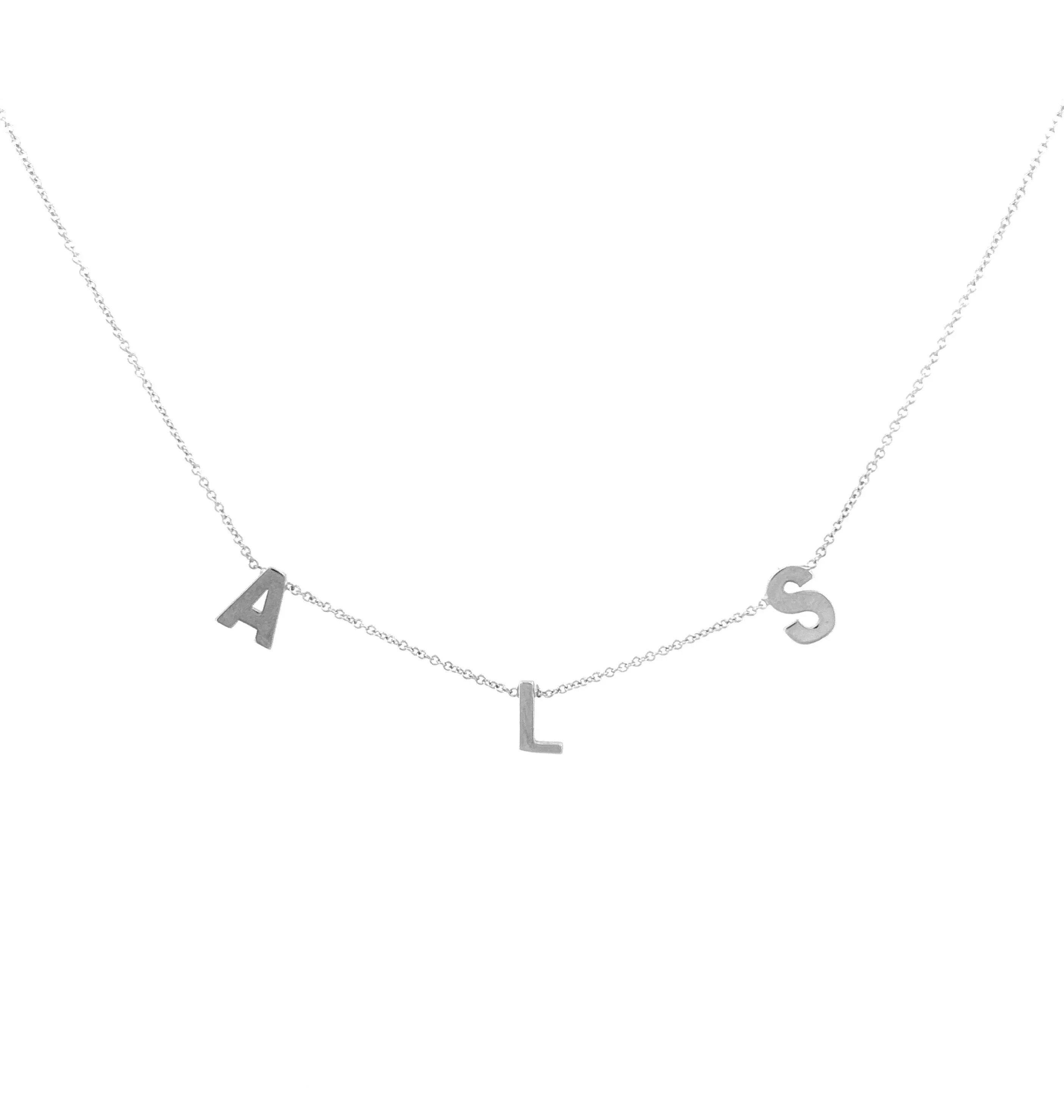 14K Gold Personalized Block Initial Necklace