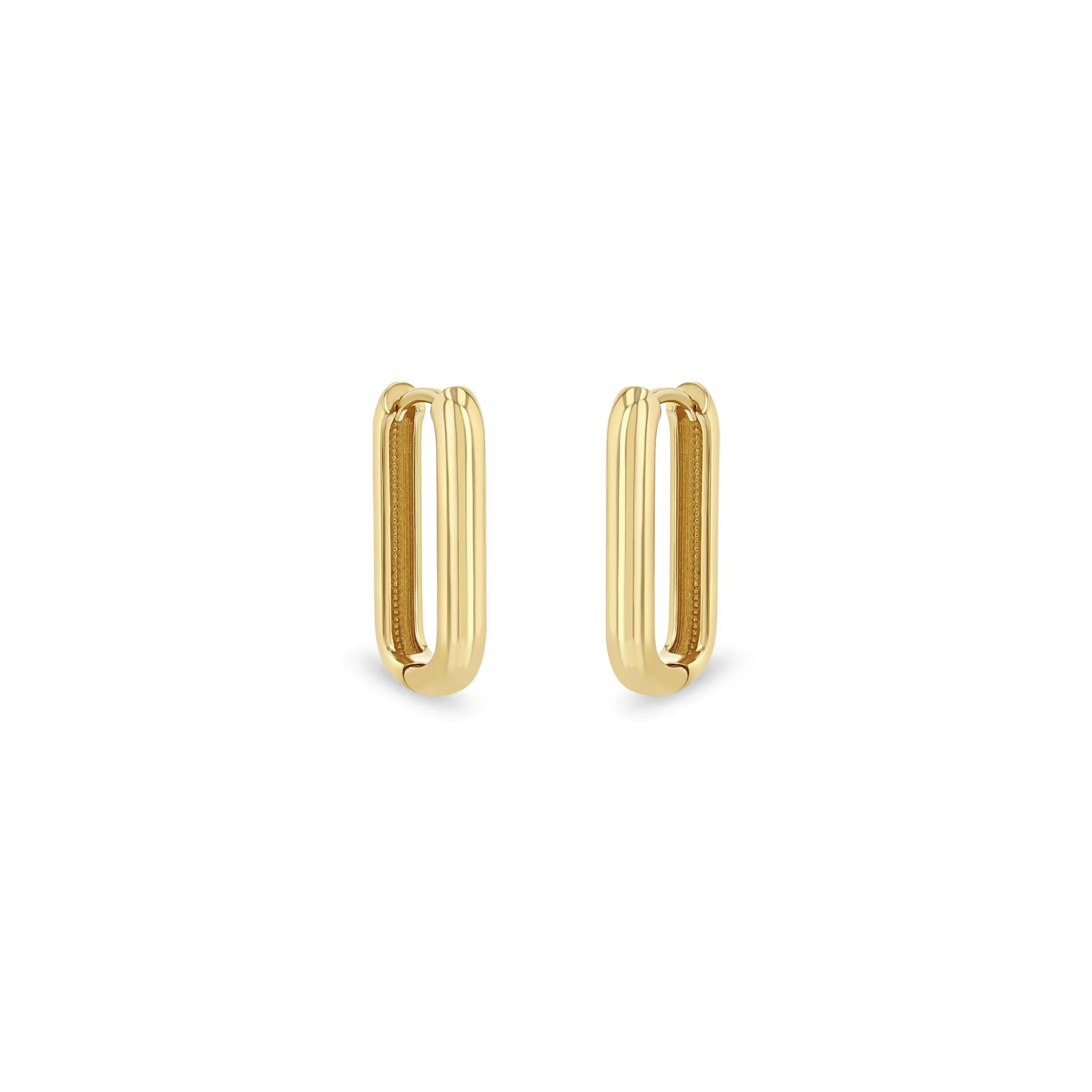 14k Gold Thick Large Oval Hinge Hoops