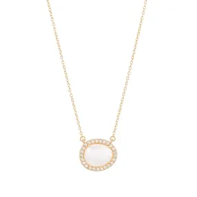 14k Gold Vermeil Moonstone Halo Necklace