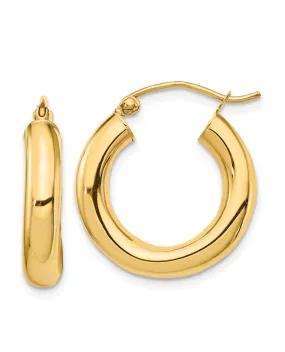 14k Polished 4mm Tube Hoop Earrings