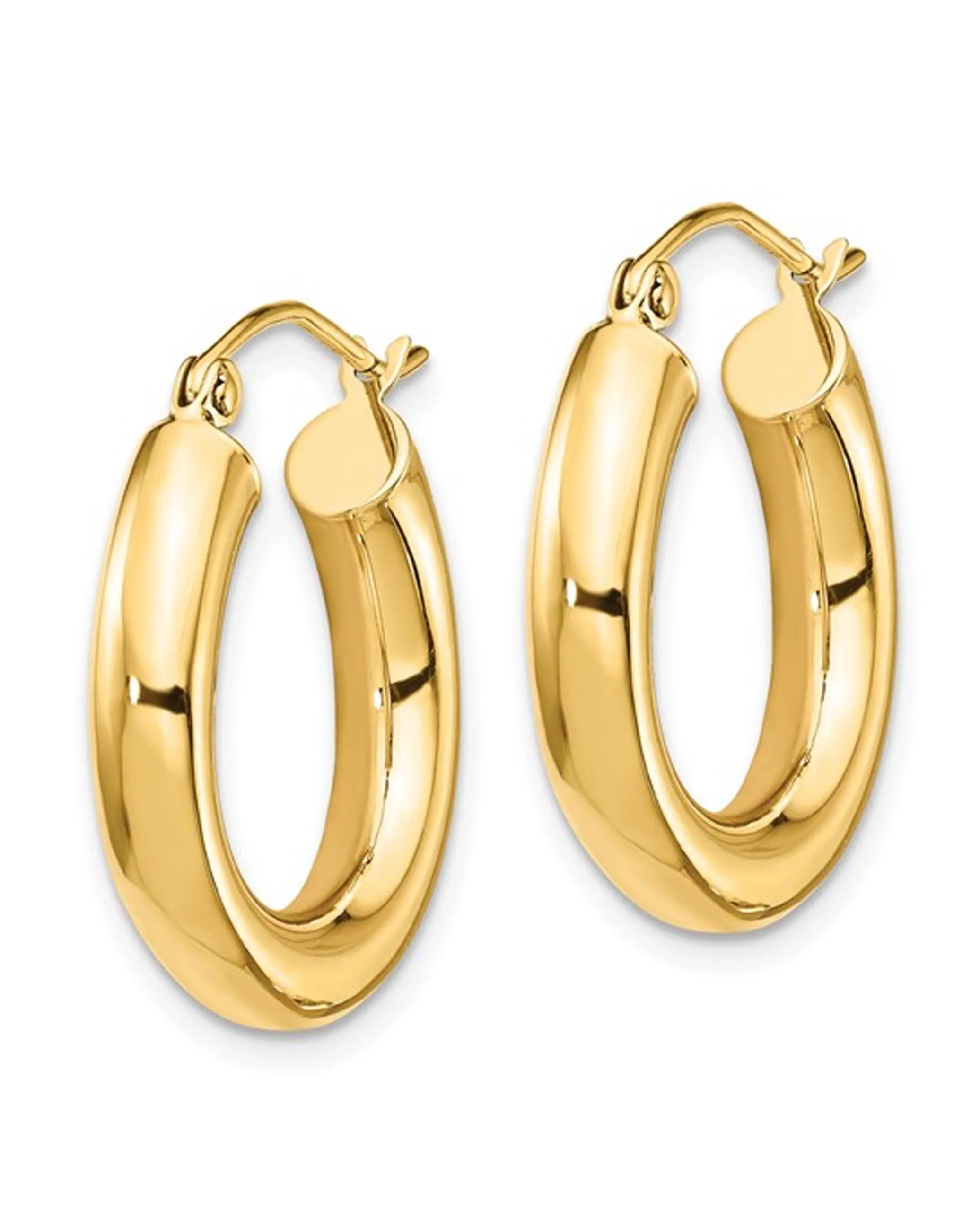 14k Polished 4mm Tube Hoop Earrings