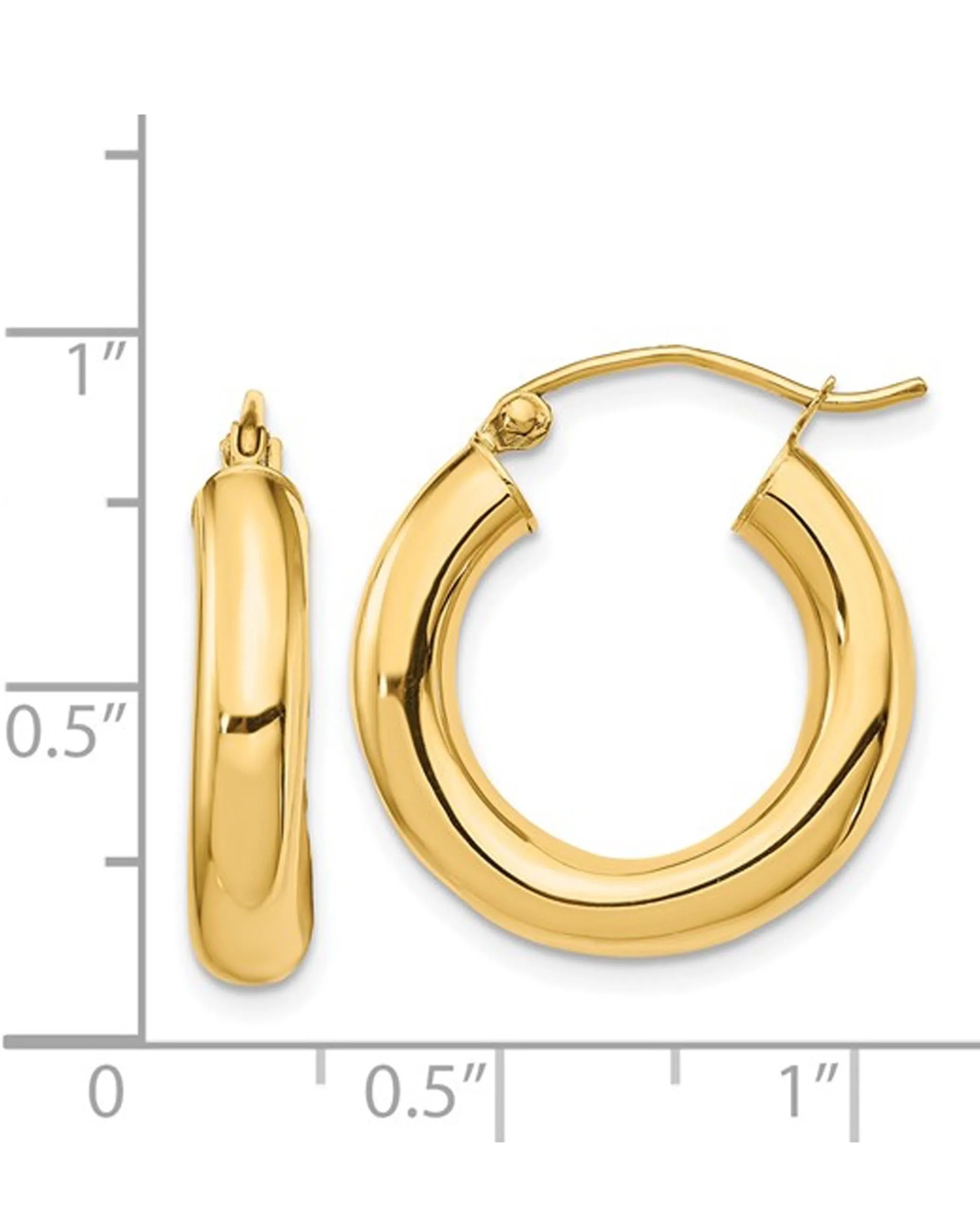 14k Polished 4mm Tube Hoop Earrings