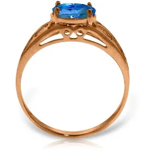 14K Solid Rose Gold Filigree Ring w/ Natural Blue Topaz