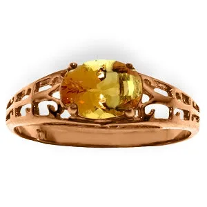 14K Solid Rose Gold Filigree Ring w/ Natural Citrine