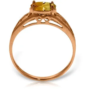 14K Solid Rose Gold Filigree Ring w/ Natural Citrine