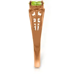 14K Solid Rose Gold Filigree Ring w/ Natural Peridot