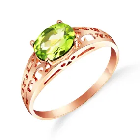 14K Solid Rose Gold Filigree Ring w/ Natural Peridot