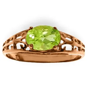 14K Solid Rose Gold Filigree Ring w/ Natural Peridot