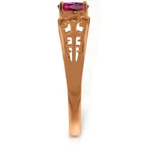 14K Solid Rose Gold Filigree Ring w/ Natural Pink Topaz