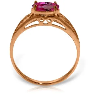 14K Solid Rose Gold Filigree Ring w/ Natural Pink Topaz