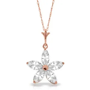 14K Solid Rose Gold Natural Rose Topaz Necklace Jewelry