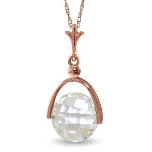 14K Solid Rose Gold Necklace w/ Checkerboard Cut Rose Topaz