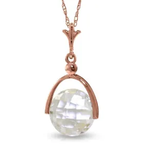 14K Solid Rose Gold Necklace w/ Checkerboard Cut Rose Topaz