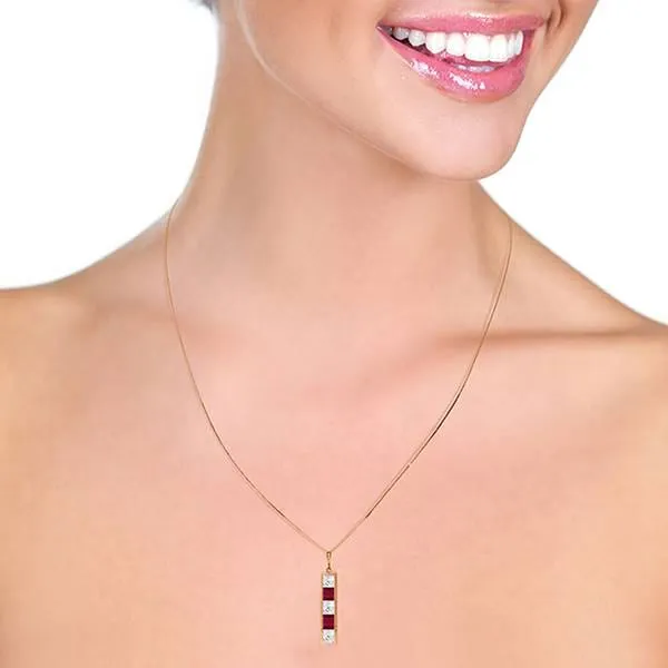 14K Solid Rose Gold Necklace w/ Natural Rose Topaz & Rubies