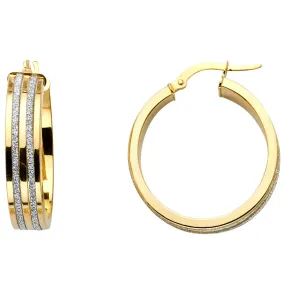 14K  Sparkling Center Hoop Earrings