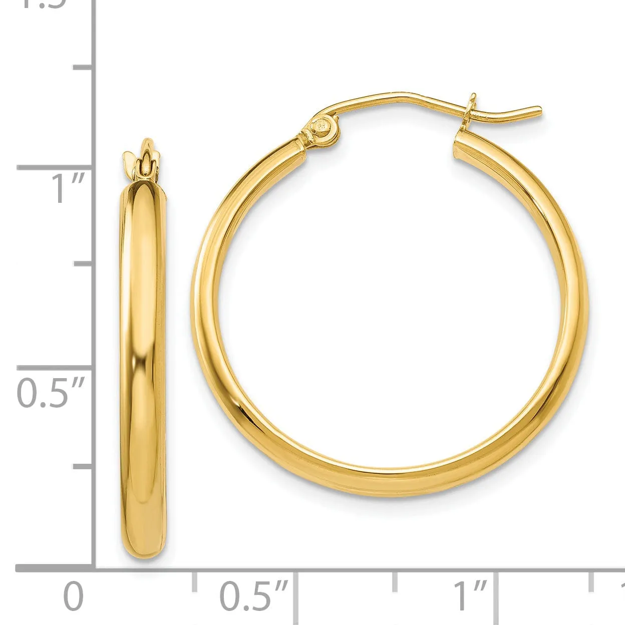 14k Yellow Gold 2.75 x 25MM Hoop Earrings