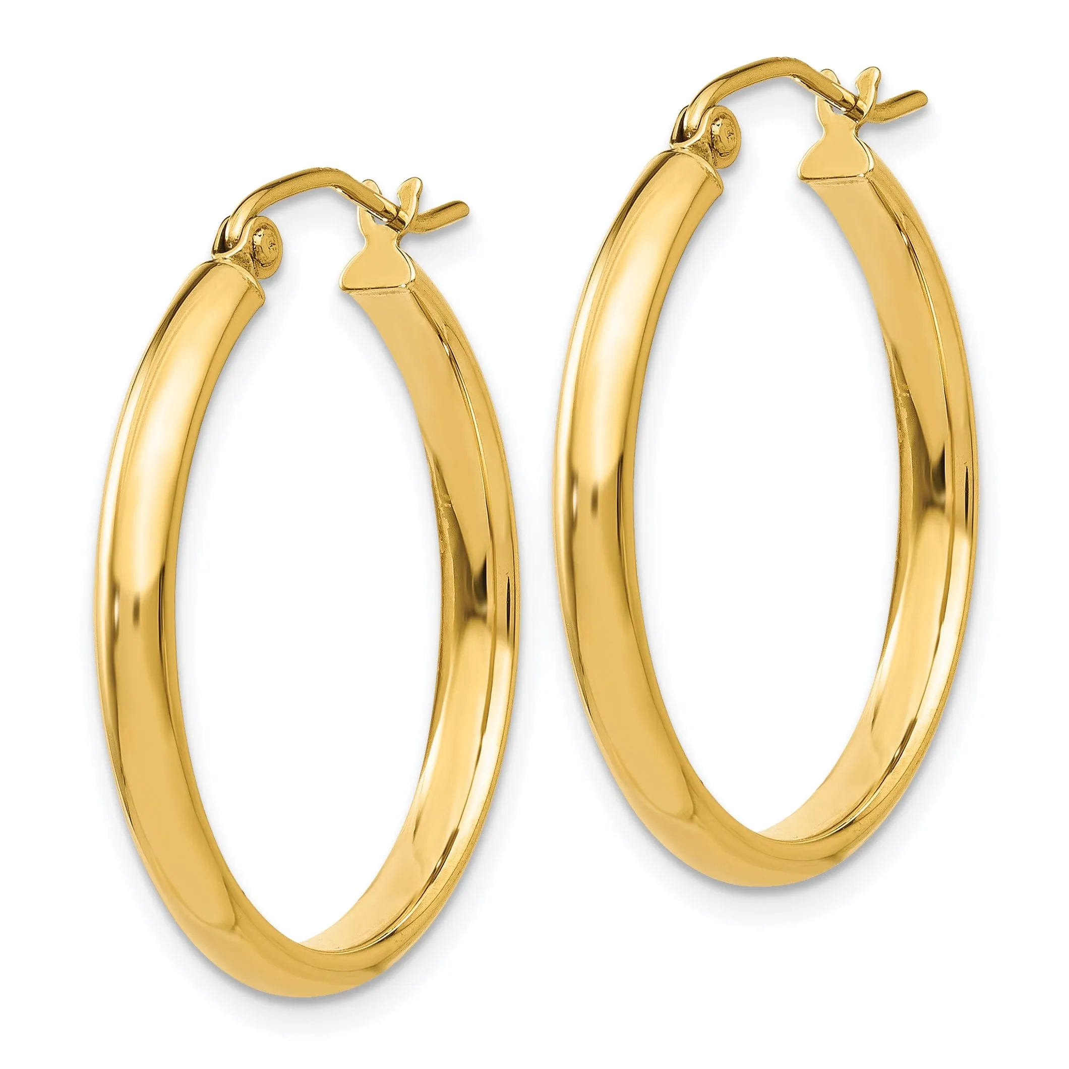 14k Yellow Gold 2.75 x 25MM Hoop Earrings