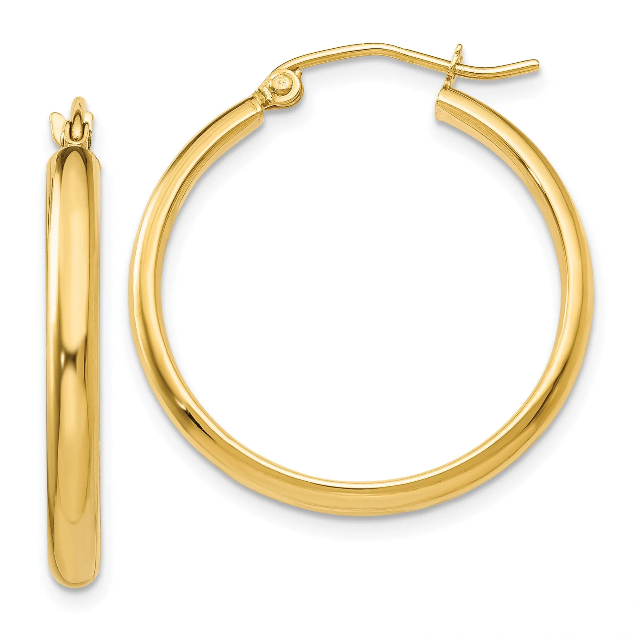 14k Yellow Gold 2.75 x 25MM Hoop Earrings