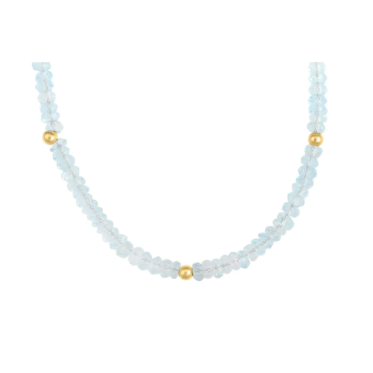 14K Yellow Gold Blue Topaz and Gold Bead Necklace