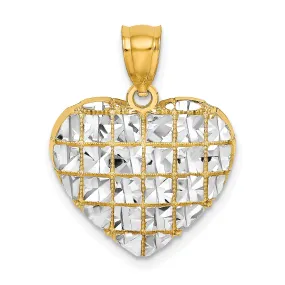 14k Yellow Gold  D.C Heart Filigree Design Charm Pendant