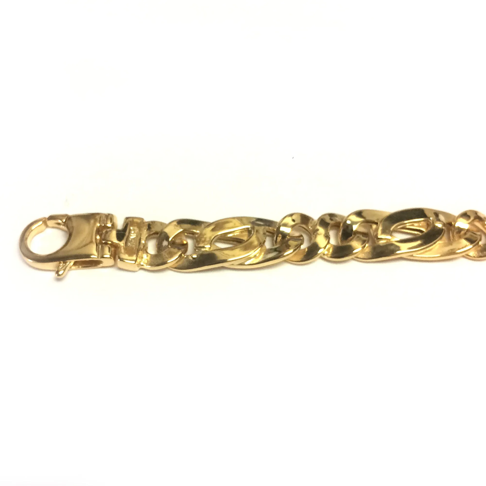 14k Yellow Gold Fancy Infinity Link Mens Bracelet, 8.5"