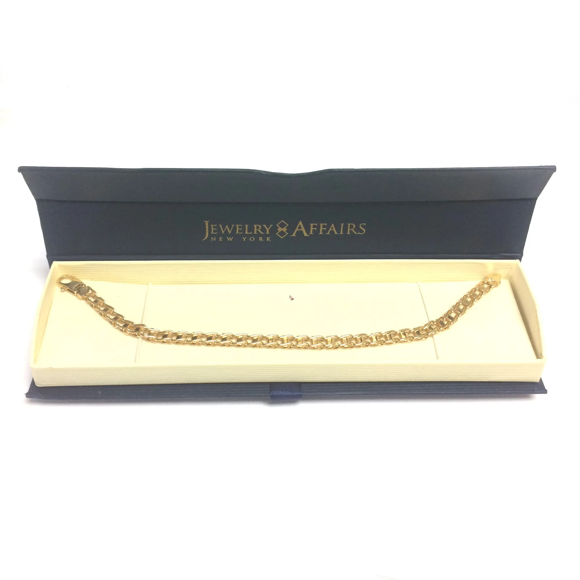 14k Yellow Gold Railroad Link Mens Bracelet, 8.5"